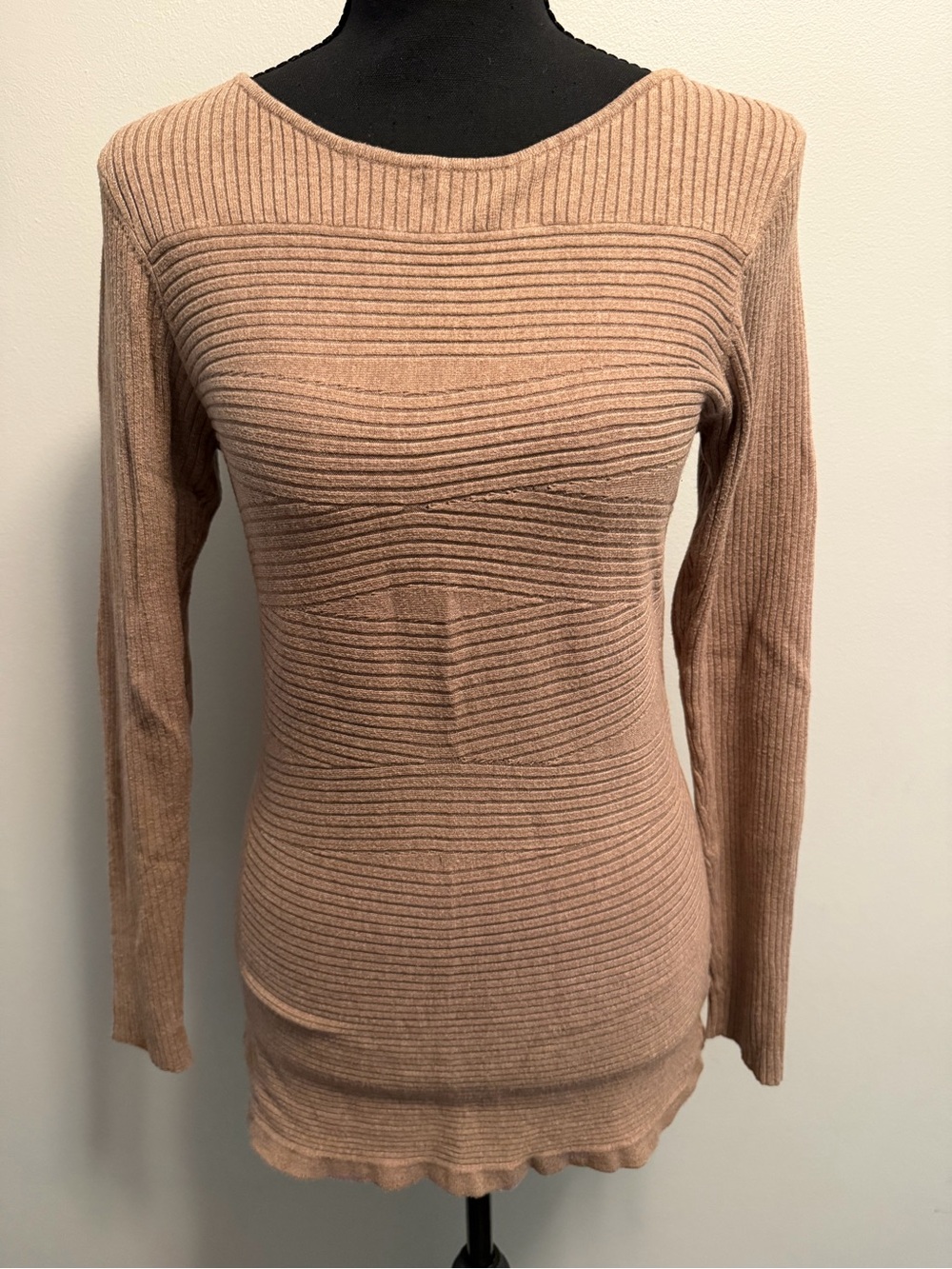 Metaphor Ribbed Scoop Neck Sweater - Light Brown
